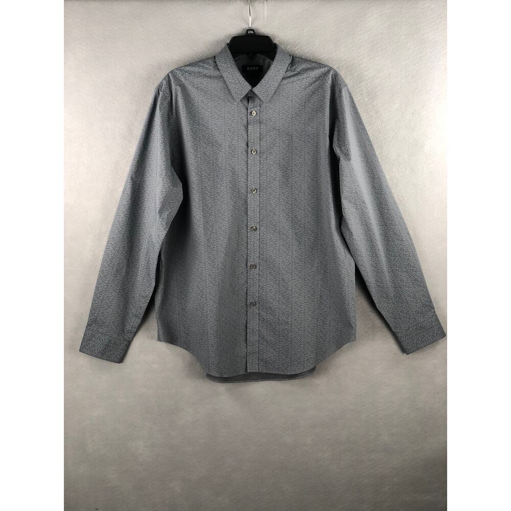 DKNY Men's Size 17 34/35 Slim Fit Stretch Button-Down Shirt